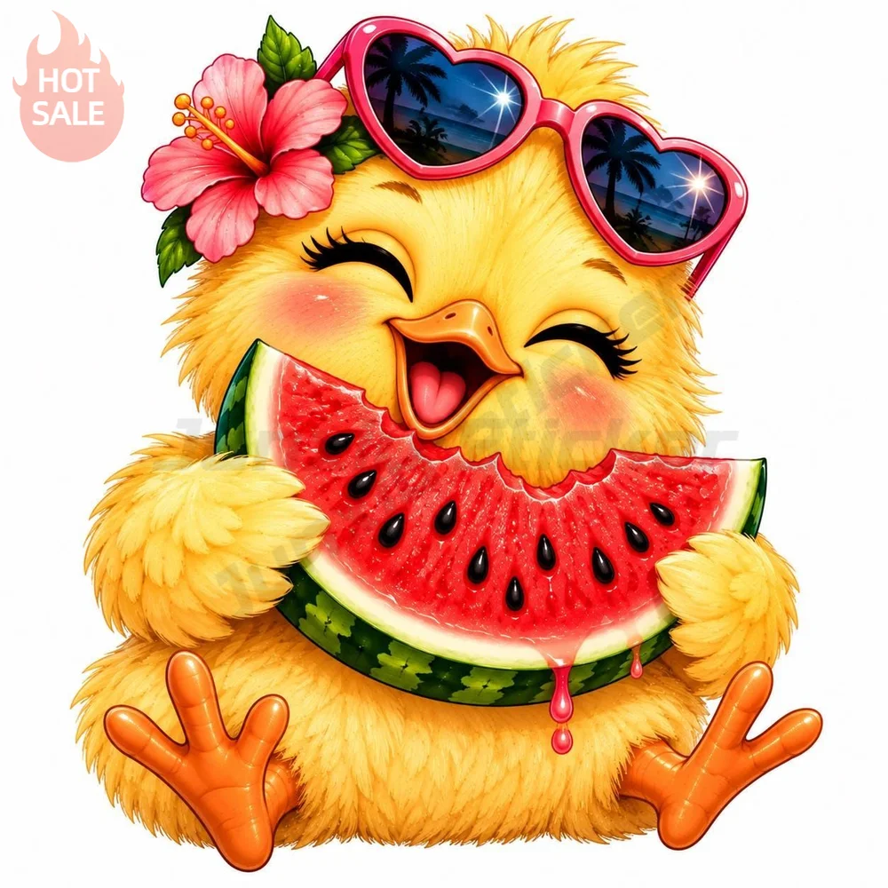 Chick Watermelon Summer Creative Sticker For Laptop And Travel Case Waterproof UV Protection Vinyl Decal Personalized Decor