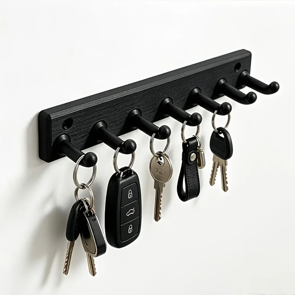 7-Hook Wall-Mounted Key Rack Sturdy Key Storage Hanging Rack for Home Entrance Area Use