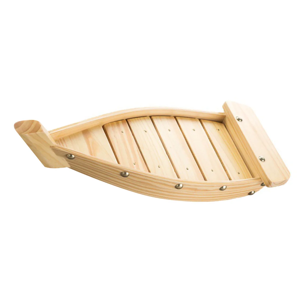 

Decorative Wooden Sushi Tray Boat Style Appetizer Server for Home Restaurant Japanese Food Display Sushi Boat Sashimi Holder