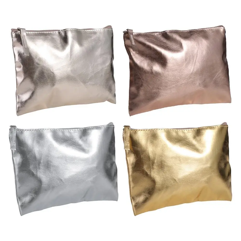 Retro Cosmetic Bag Bright PU Coin Purse Korean Style Solid Color Zipper Coin Purse Wallet Coin Purse Small Item Bag Women