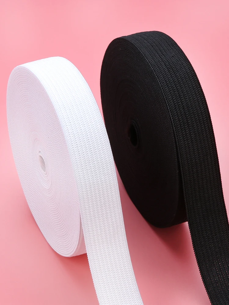 Wide black white high elastic elastic band, rubber band clothing pants wide flat elastic rope