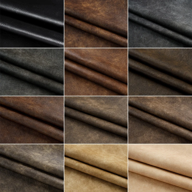 Distressed PU Leather Fabric Wear-resistant Waterproof For Sewing Handbag Jacket Clothes Upholstery Faux Leather Designer Fabric