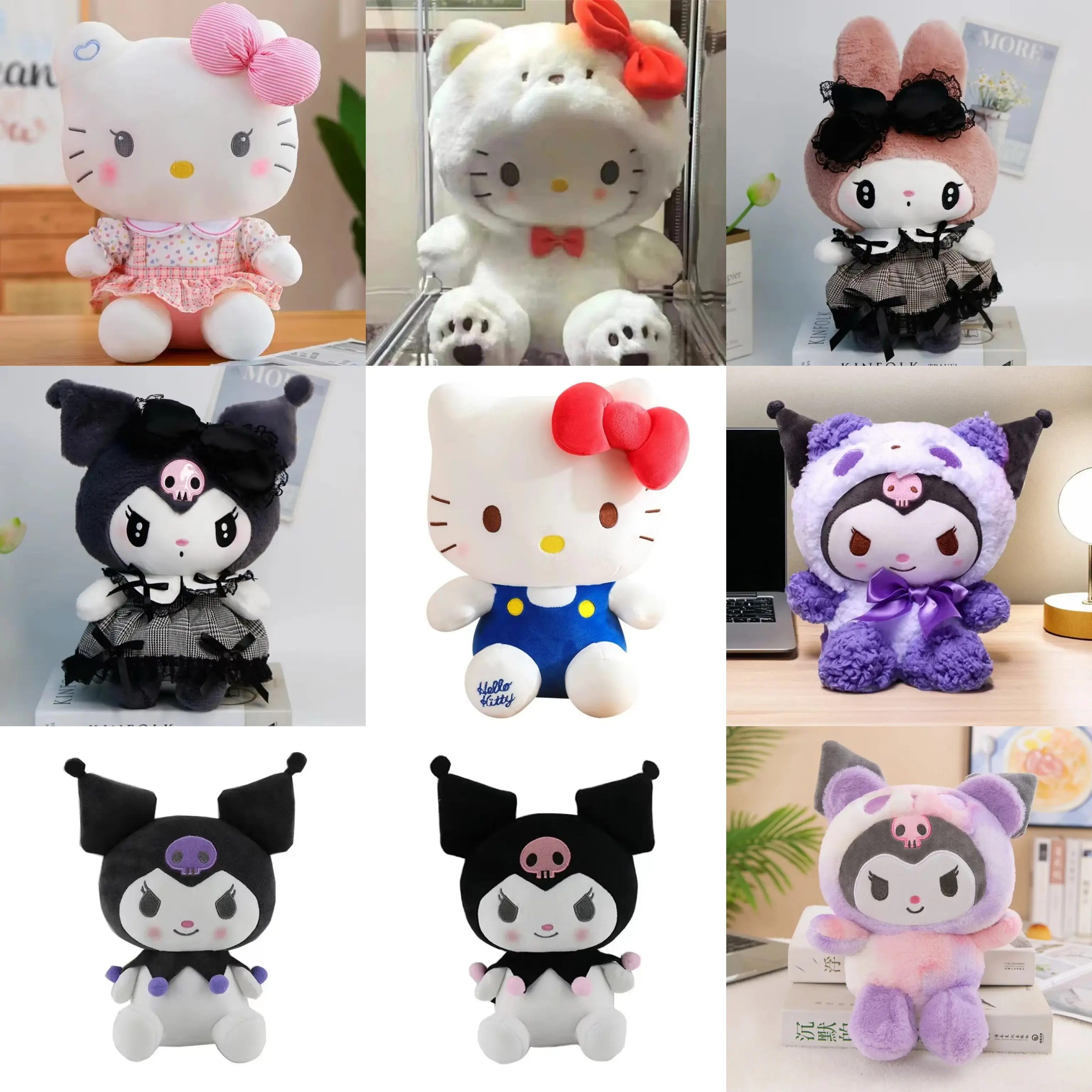 25cm kawaii sanrio pelúcia olá kitty cinnamonroll kuromi pochacco pelúcia boneca dos desenhos animados brinquedos bonitos crianças presentes de aniversário