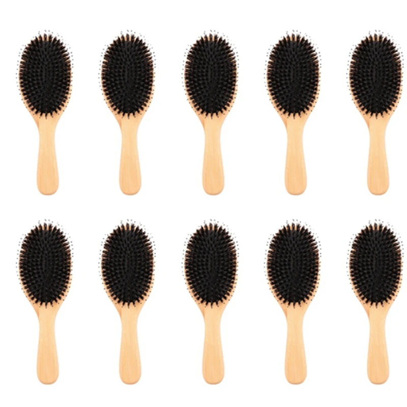 Hair Brush Boar Bristle Hair Brush With Nylon Pins Bamboo Paddle Daily Use For Conditioning Improve Hair Texture