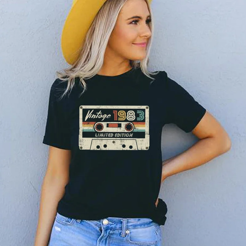 Limited Edition Retro Vintage 1983 Magnetic Tape Women T Shirt 41st 41 Years Old Birthday Tshirt Ladies Party Clothing