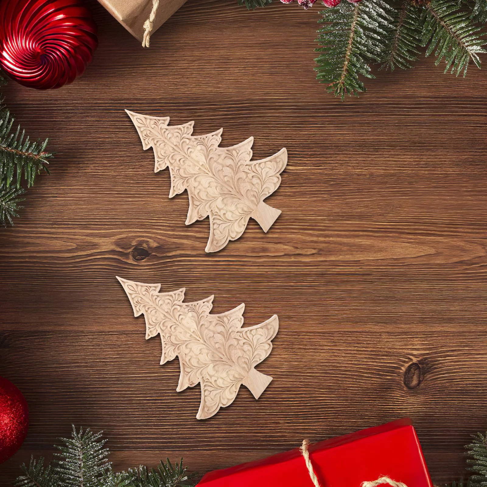 

Wooden 3D Christmas Tree Decoration Rustic Farmhouse Carved Wood Cutout Unfinished DIY Holiday Centerpiece Mantel Display