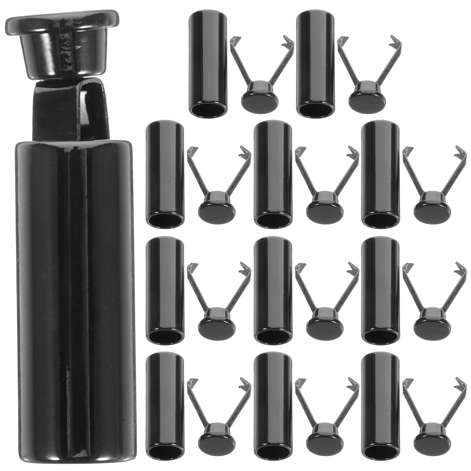 

12 Pcs Power Pendant Clock Drawstring Replacement Tips Bell Black Zinc Alloy Shoe Ends