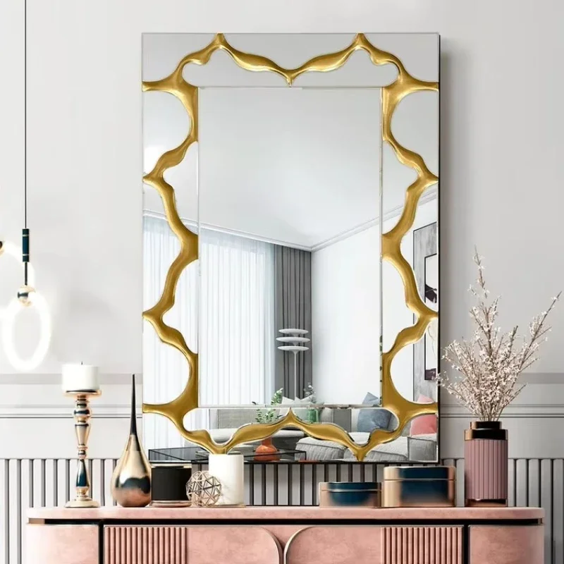 

Shiny mirror round glass wall mirror modern 3D design handmade silver decorative mirror 120x80 cm suitable for family hotels