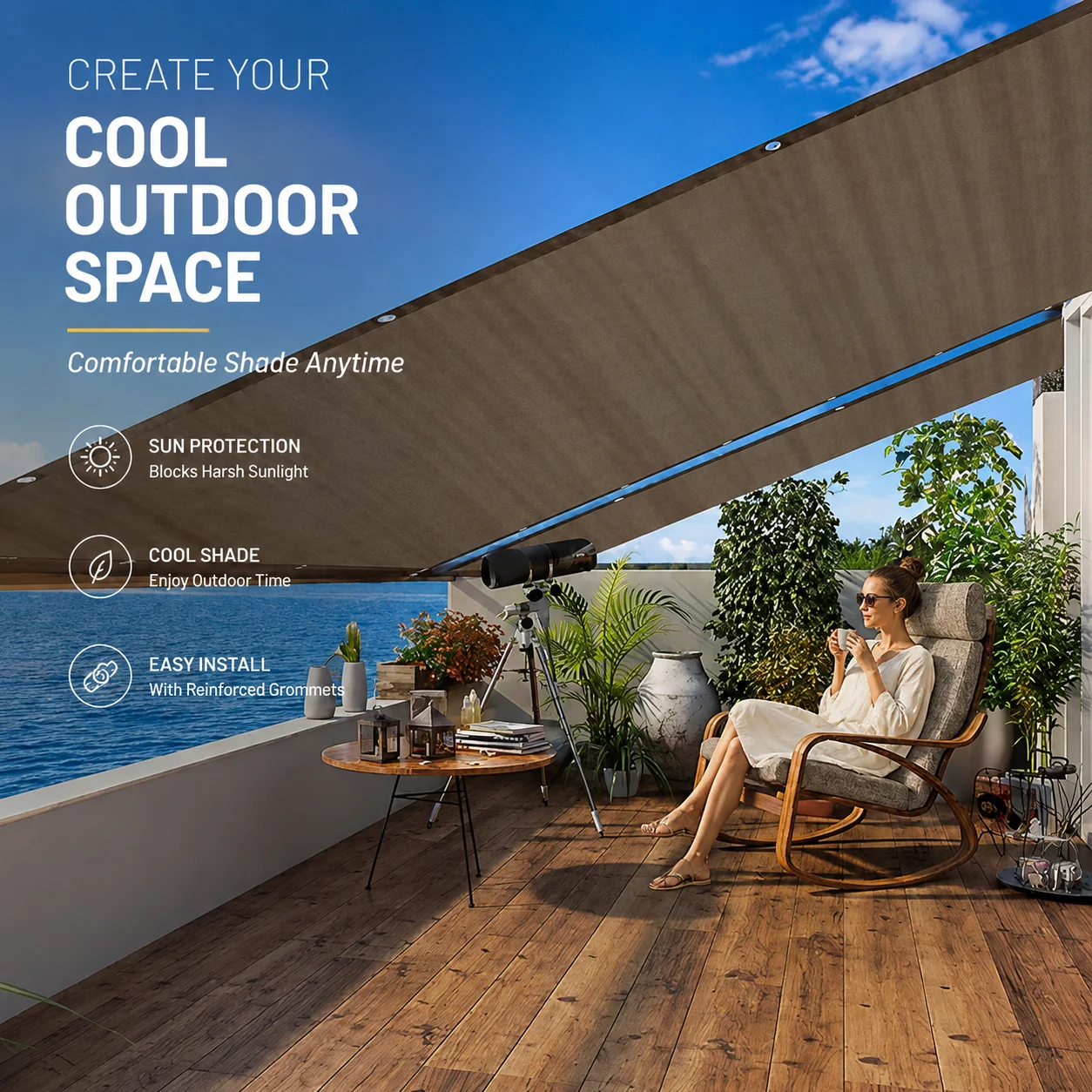 Carport Shade Net, UV Protection Sun Shade Cloth, Outdoor Privacy Cover Screen, Garden Pergola Replacement Tarp, Patio Pet Shade Shelter For Yard, High Density Breathable Mesh With Reinforced Grommets And Ropes, Sun Blocking Plant Cover For Camping