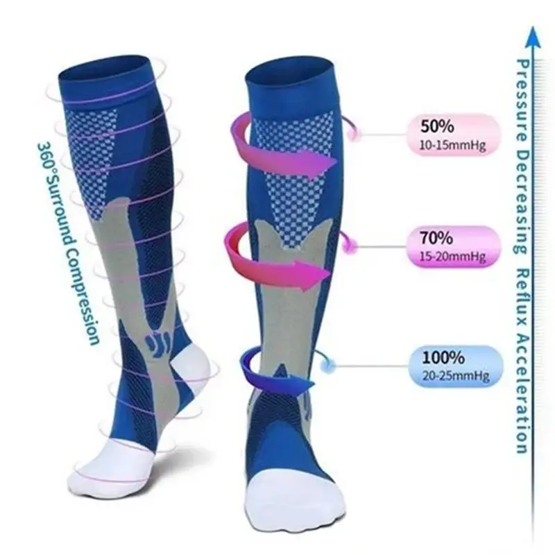 Chaussettes de compression médicales pour hommes et femmes, varices, grossesse, allaitement, athlétique, football, football, bas de sport, 20-30 mmHg