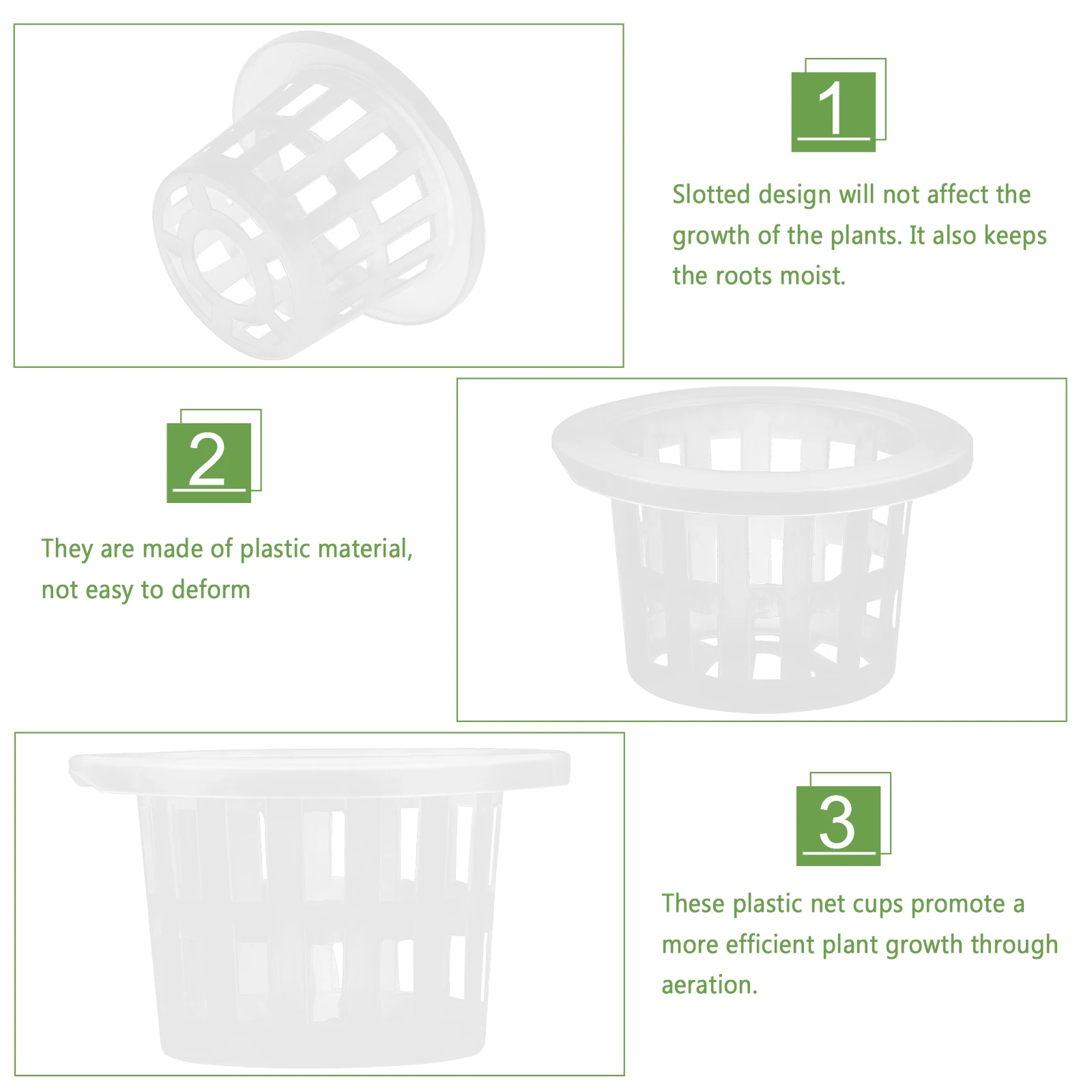 

50pcs Hydroponic Baskets 45mm Shallow Transparent Net Cups Plant Nursery Pots Garden Slotted Cups Promote Growth
