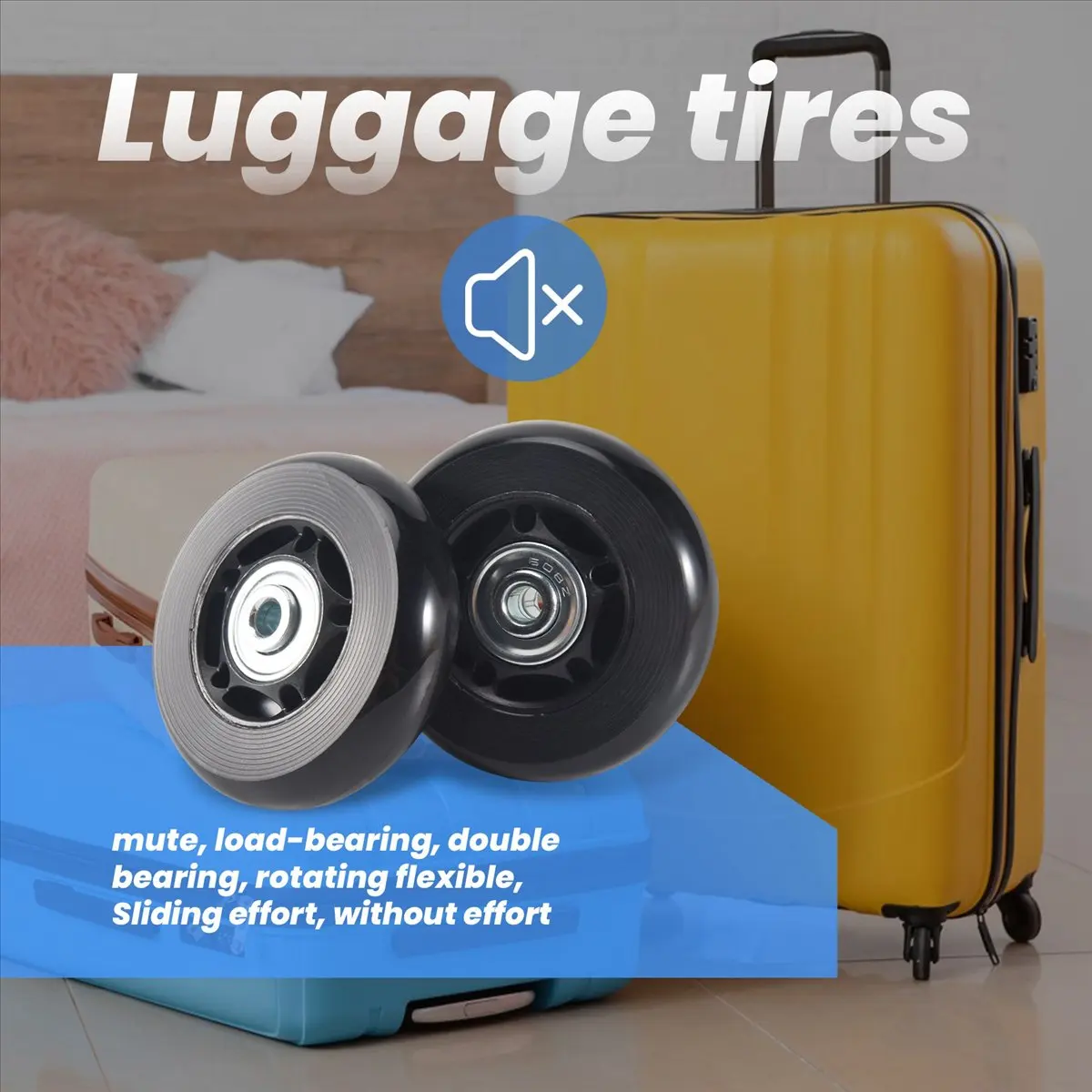 Super Sale 2 Set Luggage Suitcase Replacement Wheels Axles Rubber Deluxe Repair OD 64mm New