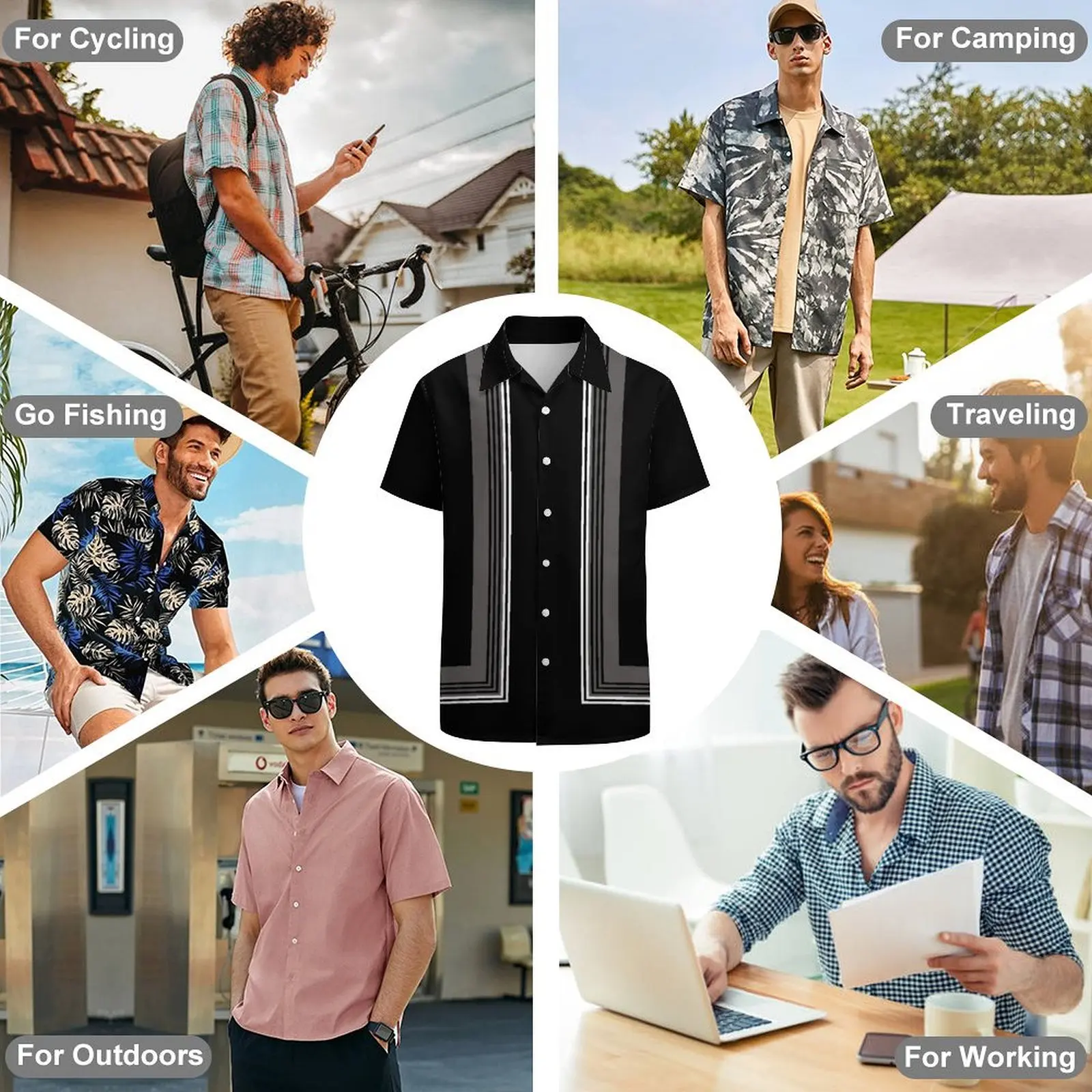 Men's/Women's Summer Fashion Striped Print Solid Color Simple Loose Casual Large Size Daily Can Wear Lapel Short-Sleeved Shirt