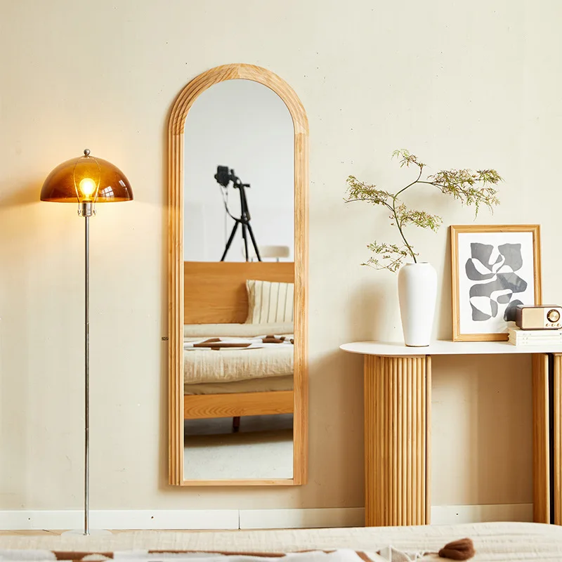 

French pine full-body mirror cloakroom medieval solid wood frame floor mirror household