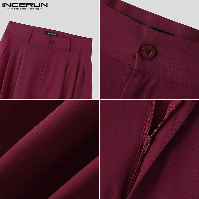 INCERUN-pantalones de pierna ancha para hombre, pantalón sencillo de Color sólido, gran oferta, S-5XL, 2023