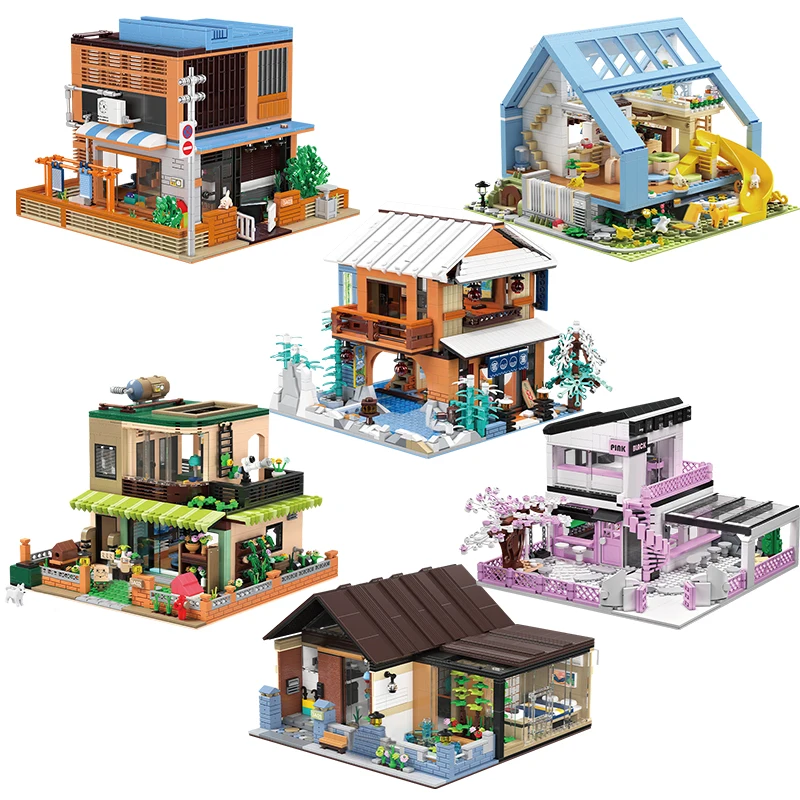 Japanese cottage building blocks Building toys Architectural creative home decor Party table decor Christmas holiday gift