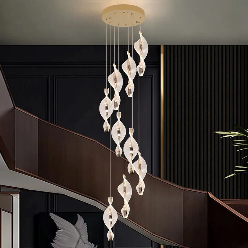 Modern Irregular Geometric Chandelier Staircase Living Room Luxury Lamps Dining Table Lighting LED Pendant Light Home Decoration