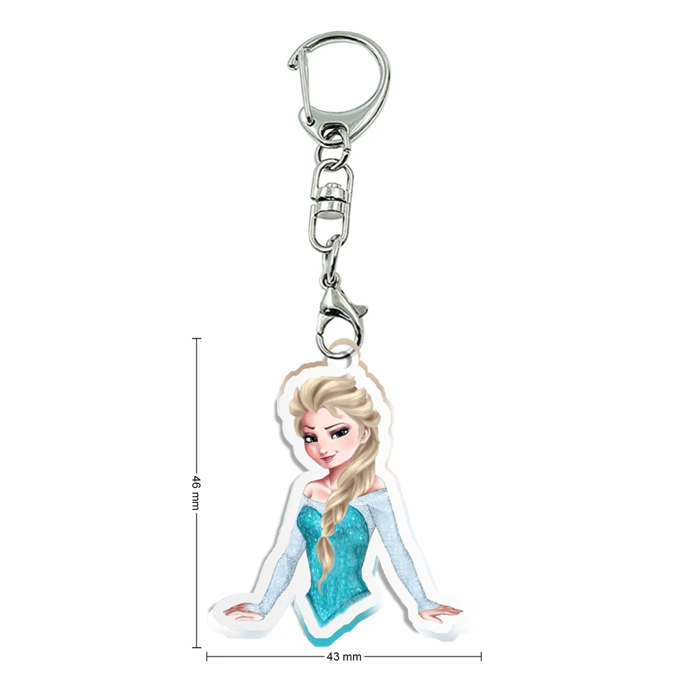 Disney Frozen 2 Elsa Anna Transparent Acrylic Keychains Girls Kid Accessories Pendant Ornament Daughter's Gift Collection