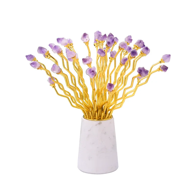 Modern light luxury model room high-grade decoration living room natural purple plants bloom rich decorative home accessories