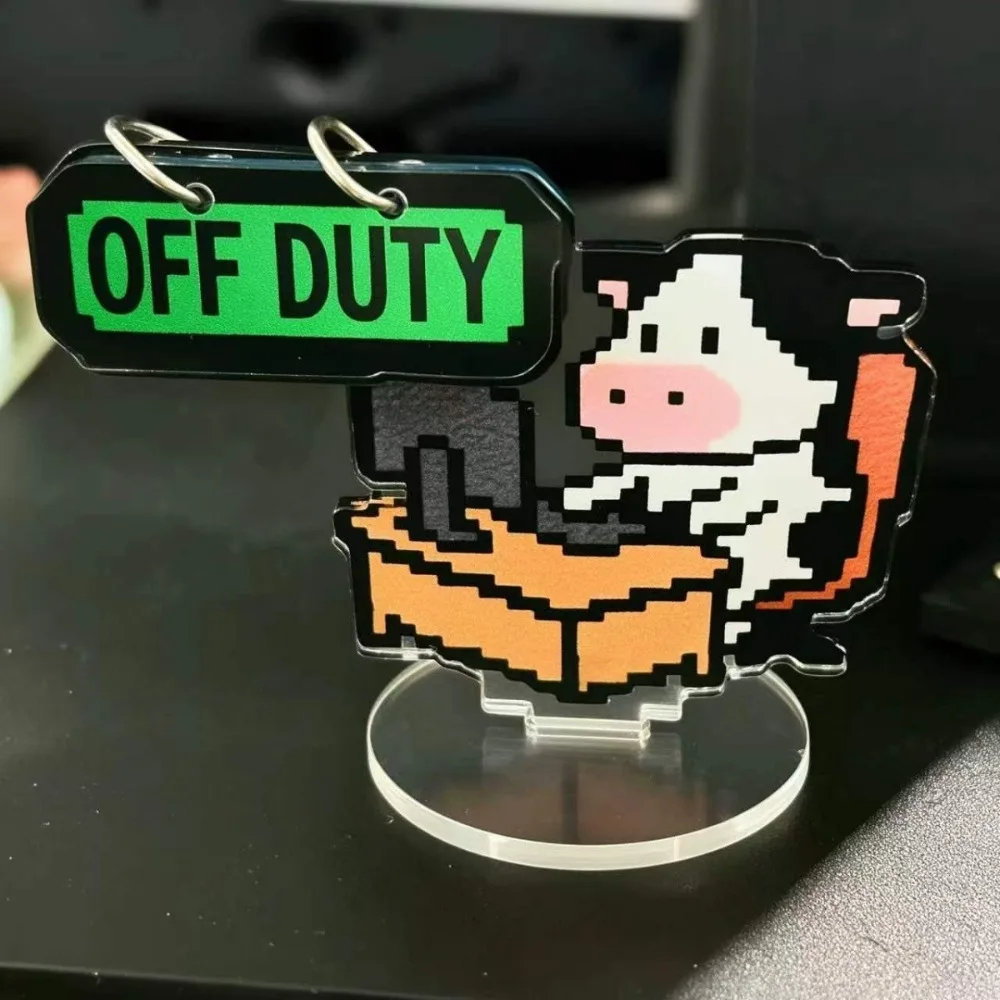 New acrylic pixel cow and horse worker's mental state creative workstation decoration sign