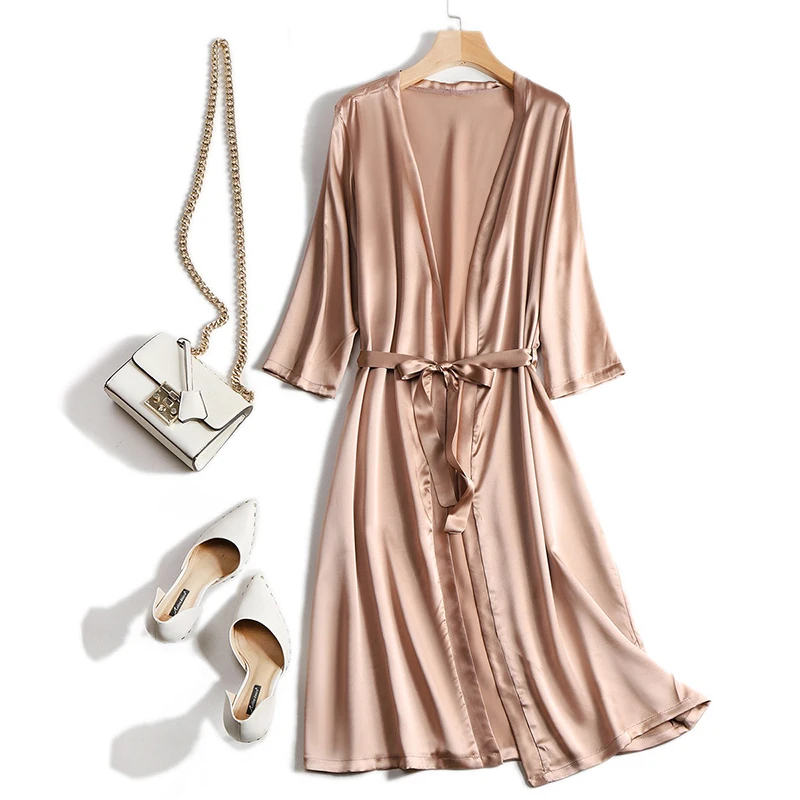 New Women 100% Real Mulberry Silk Nightwear Sleepwear Pajamas Gown Home Clothing Nightgown Nightclothes Robes YAMI0009