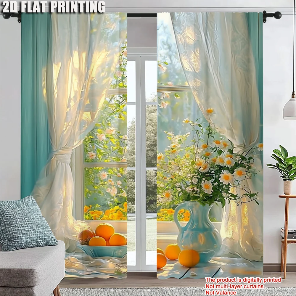 

2pc, Curtains HD Digital Printing Versatile Polyester,Without Electricity Festive Backdrops Perfect for Home & Party Decoration