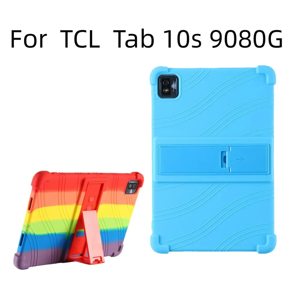 For TCL Tab10s 2021 Flat Plate Protector 9080G Leather Case 10.1-inch Anti Drop Stand Silicone Shell