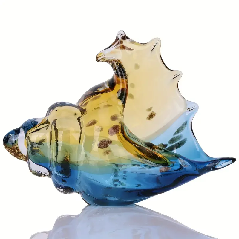 Seashell Glass Conch Sculpture Art Ornaments For Home Decor Living Room Decoration Bedroom Office Desk Shell Unique Collectible