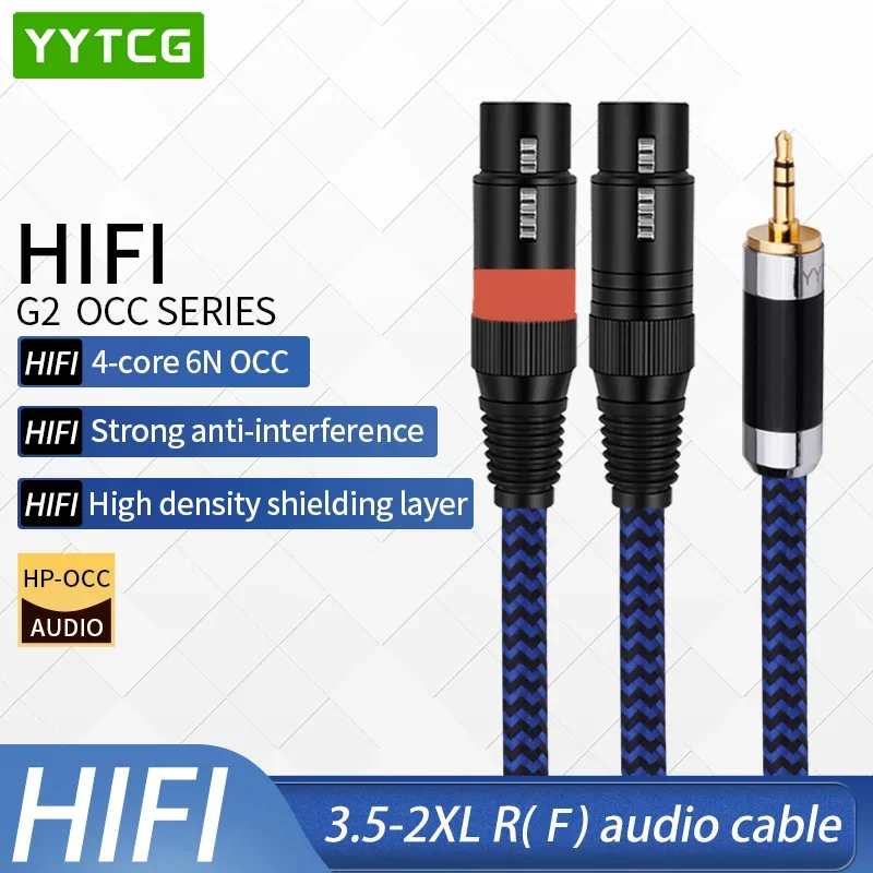 

YYTCG XLR Cable OCC Aux audio Cable 3.5mm Jack Male to Dual XLR Female Players to Connect to Mixer Amplifiers