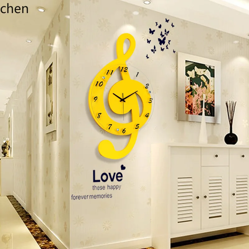 YFY Creative Musical Note Clock for Living Room, High-end Fashion Home  Wall Clock, Silent and No-Drill Wall-mounted Clock