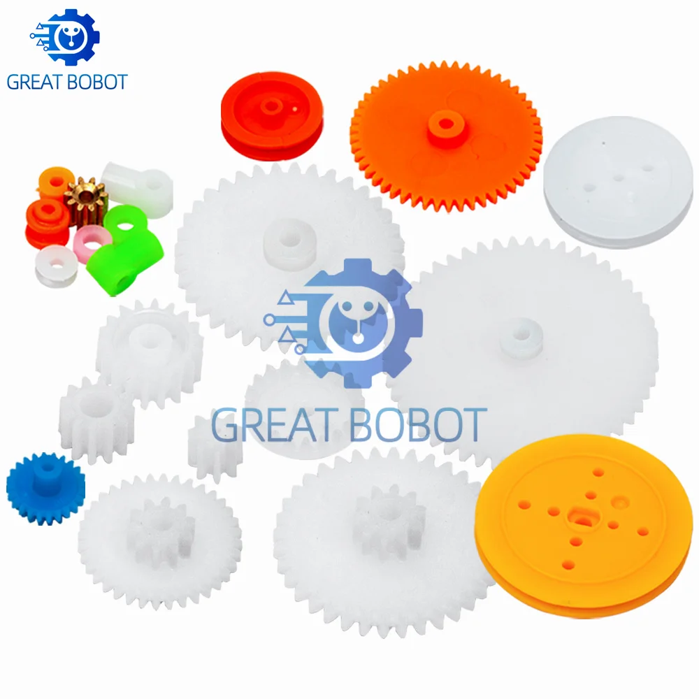 82Pcs RC Robot Car Full Parts Kit, Motors Gears Axles Belts Shaft Sleeves DIY Upgrade Repair Set