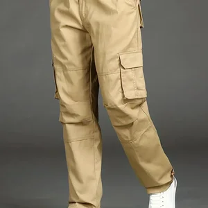Pantolon kargo pamuk, çok flap cepler, erkek, düz bacak, gevşek, rahat, açık, iş, yürüyüş, taktik Pantolondaki en iyi 10 satış ve açık - №6