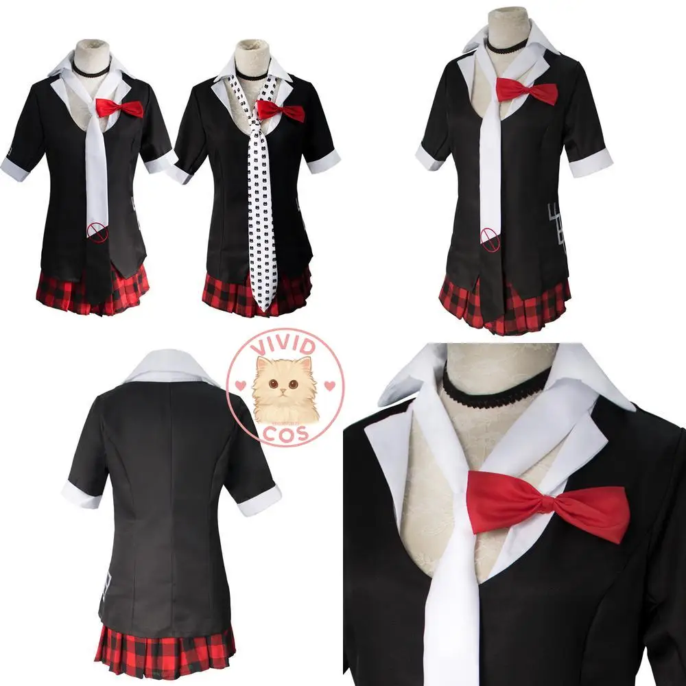 

Danganronpa Cosplay Costume Anime Junko Enoshima Black Uniform Set Role Play Outfit for Women Cosplay Halloween Party Suits