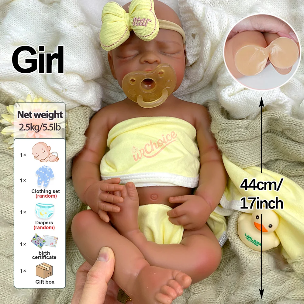 Flessibile 17 pollici corpo intero morbido silicone neonato ragazza bambola fatta a mano bocca aperta Reborn Bebe perfetto carino collezione bambola regalo