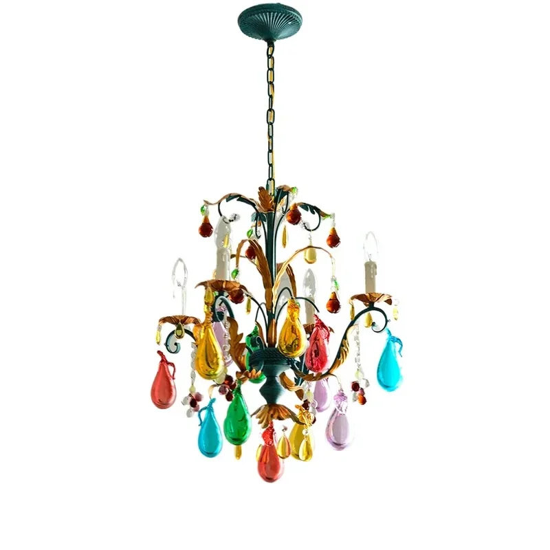 

Italian art Murano glass fruit light luxury living room bedroom retro candle chandelier