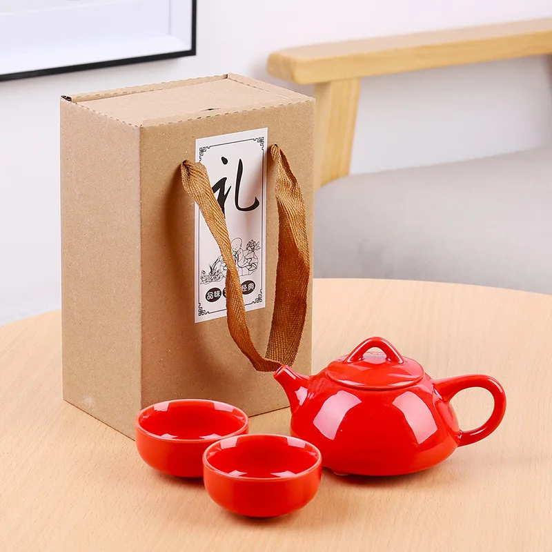 Handmade Porcelain Chinese Gongfu Tea Set Portable Teapot Maker and Infuser All In One Gift Box