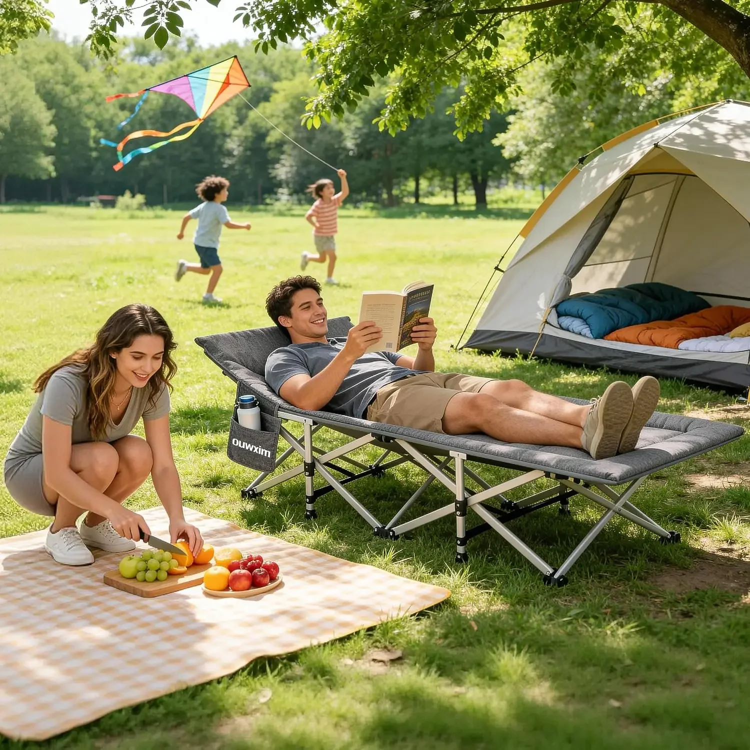 Camping cots for Adults,Cots for Sleeping,Cushion and Pillow, Camping Tent cot,High Weight Capacity, Compact Storage