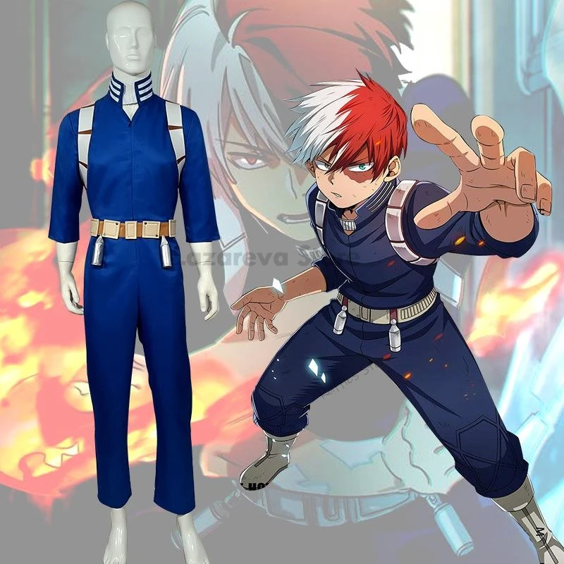 Anime Hero Shoto Todoroki Shoto Boku no uomo donna Costume Cosplay Top pantaloni cintura Halloween Academia parrucca XS-XXXL