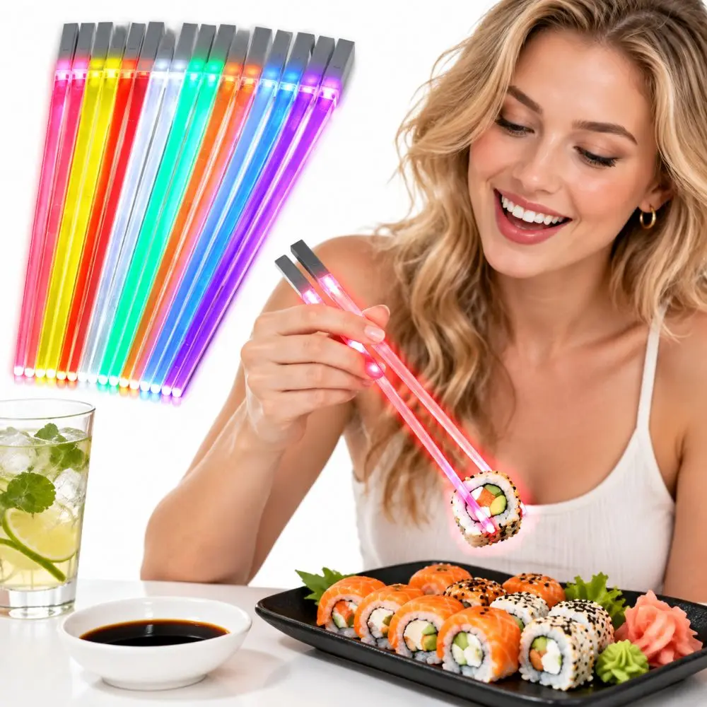Gifts 1 Pair LED Light Up Chopsticks Flashing Light Multicolor Light Sticks Reusable Safe Light Up Sticks Concert
