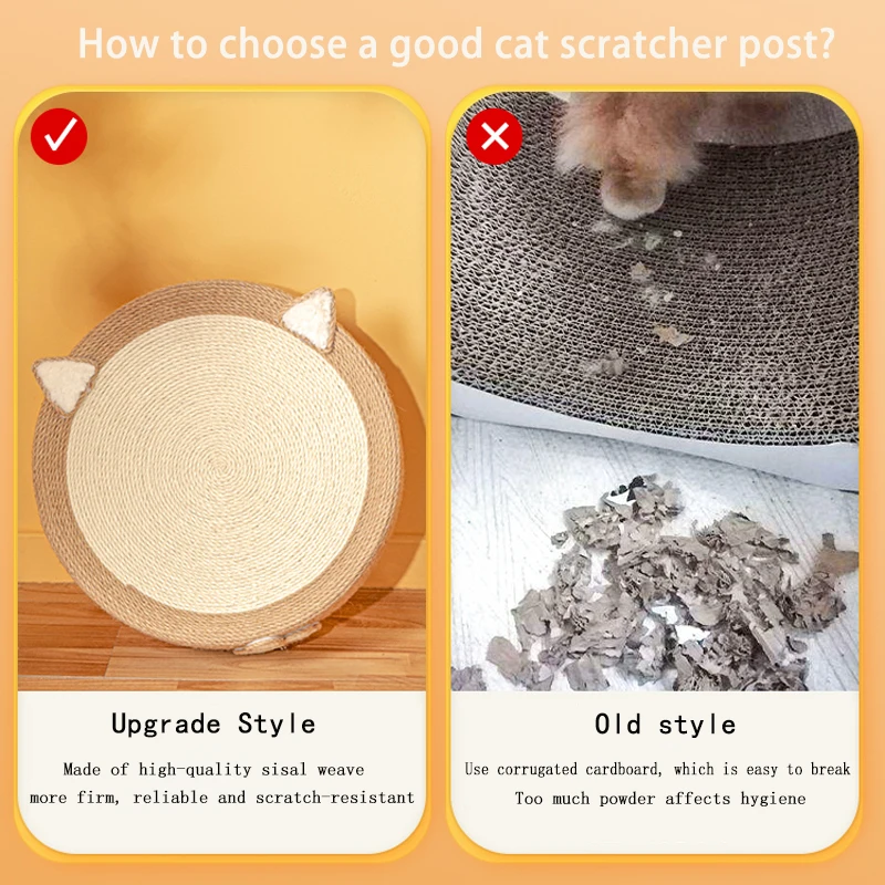 Round Cat Scratcher Pad Sisal Weave Cats Scratching Board 2 in 1 Cat House Grinding Claws Cats Training Toys Furniture Supplies