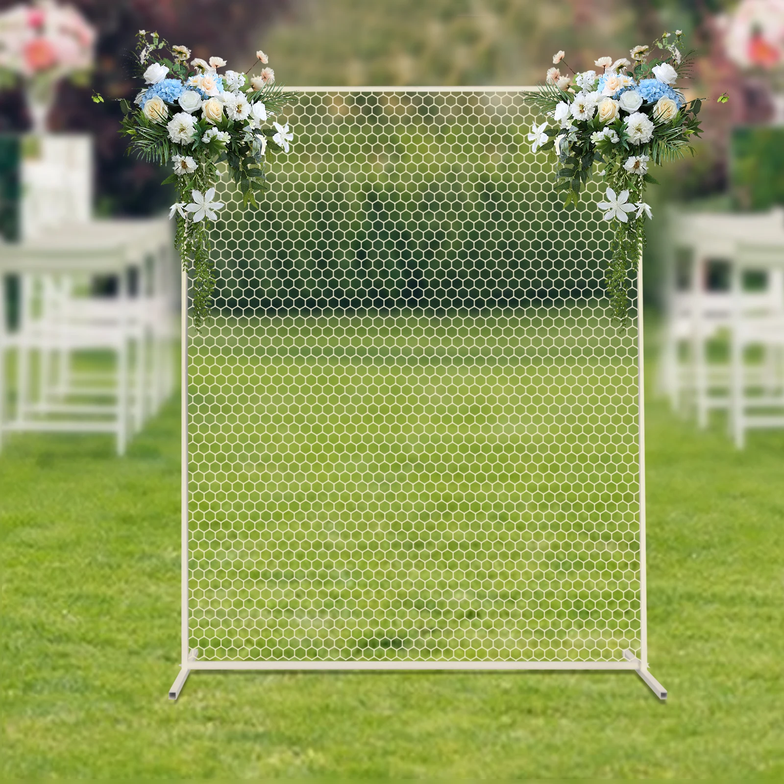 

2m Rectangle Iron Mesh Backdrop Balloon Stand Wedding Flower Frame Geometric Props Decor for Weddiing Party Birthday