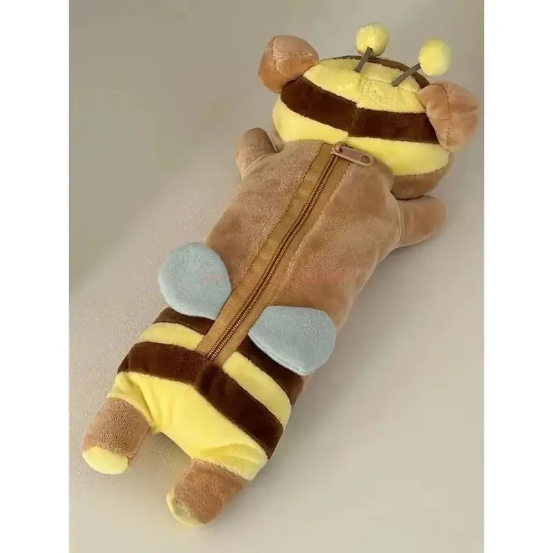 Kawaii Rilakkuma Bee Plush Pencil Case For Kids Girls Cartoon Bear Cute Pencil Pouch Organizer Pen Bag School Stationeries Gifts - view 6