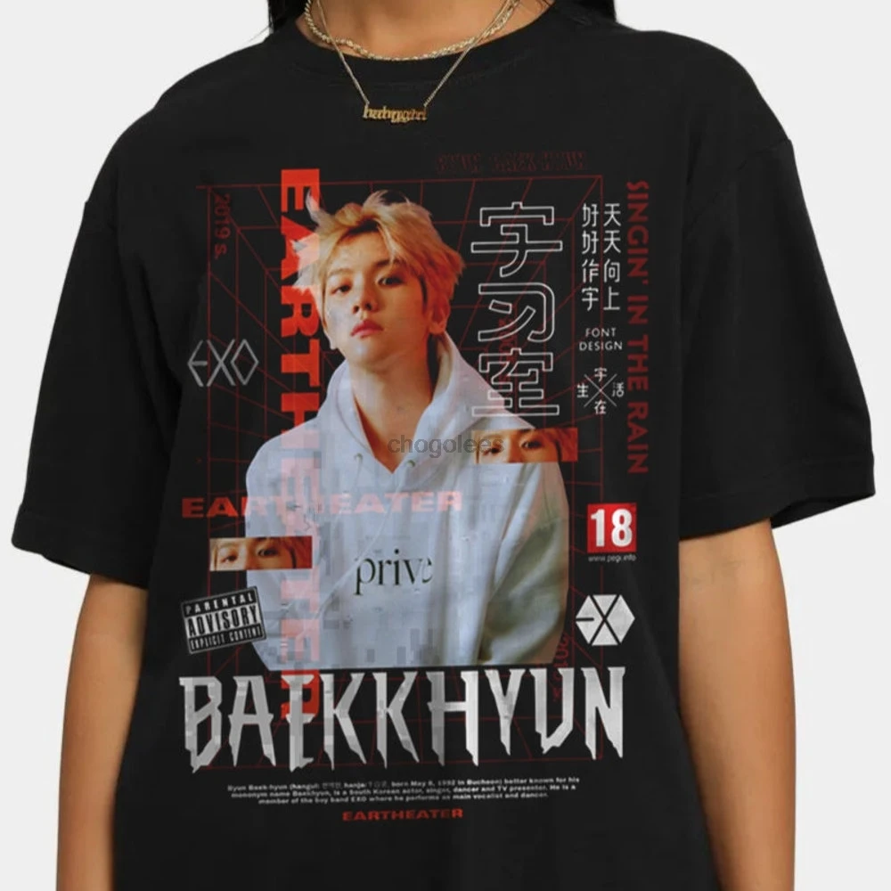 Baekhyun Byun Baek-hyun Korean Pop K-Pop Tshirt(1)