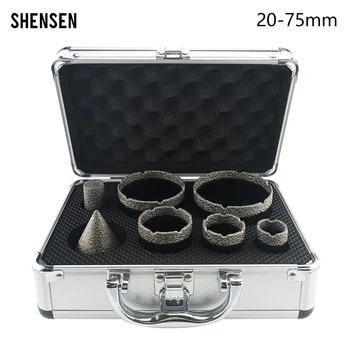 7pcs M14 Thread Diamond Dry Drill Bit Vacuum Brazed Core Drilling Bit Set Porcelain Tiles Crowns Granite Marble Hole Saw Tools