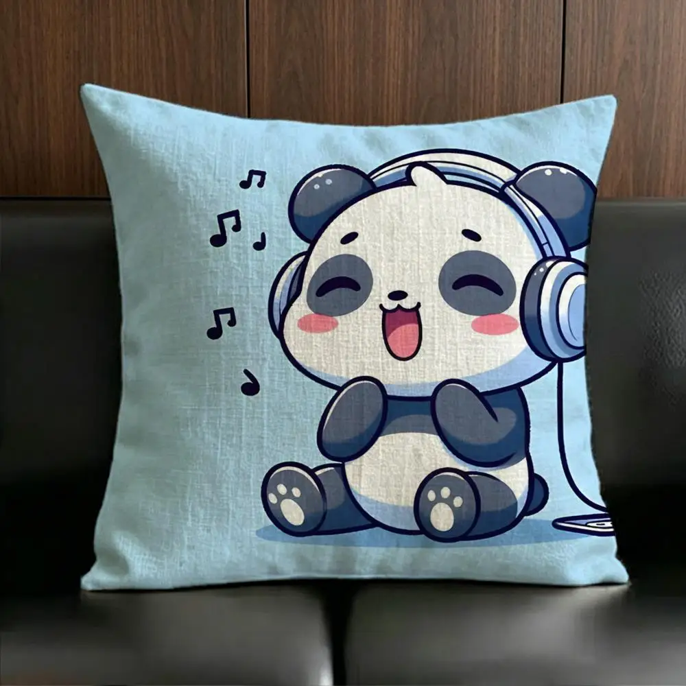 ANIME C-cartoon pandaS Cushion Cover Anti-dustmite Pillowcase Invisible zipper silky short plush Sofa cushion cover