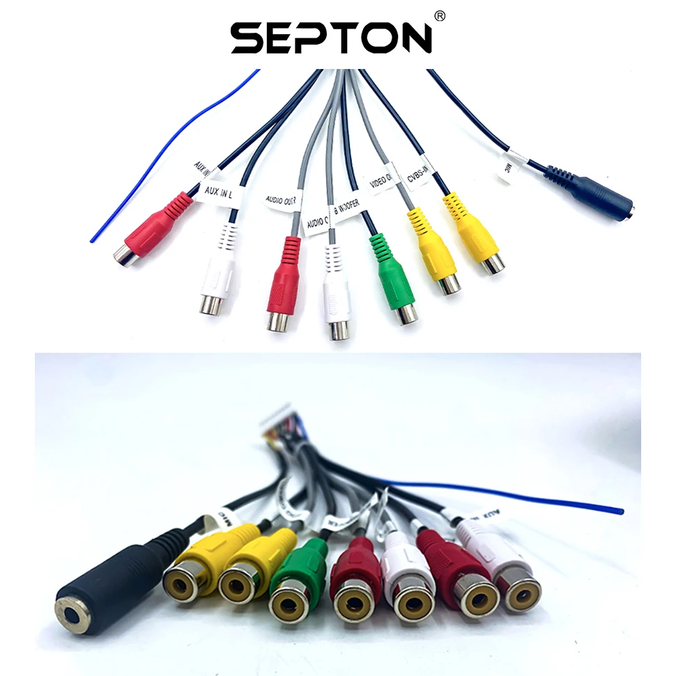 SEPTON-Cable adaptador de salida RCA para Radio estéreo de coche, accesorio Universal de 20 pines, Conector de cableado