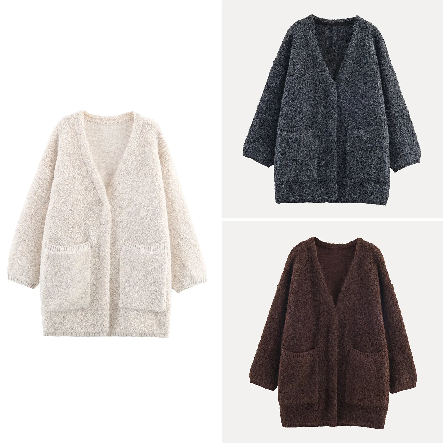 

Осенний женский модный свободный вязаный свитер-кардиган с V-образным вырезом, индивидуальная версия, для повседневной носки, теплая верхняя одежда