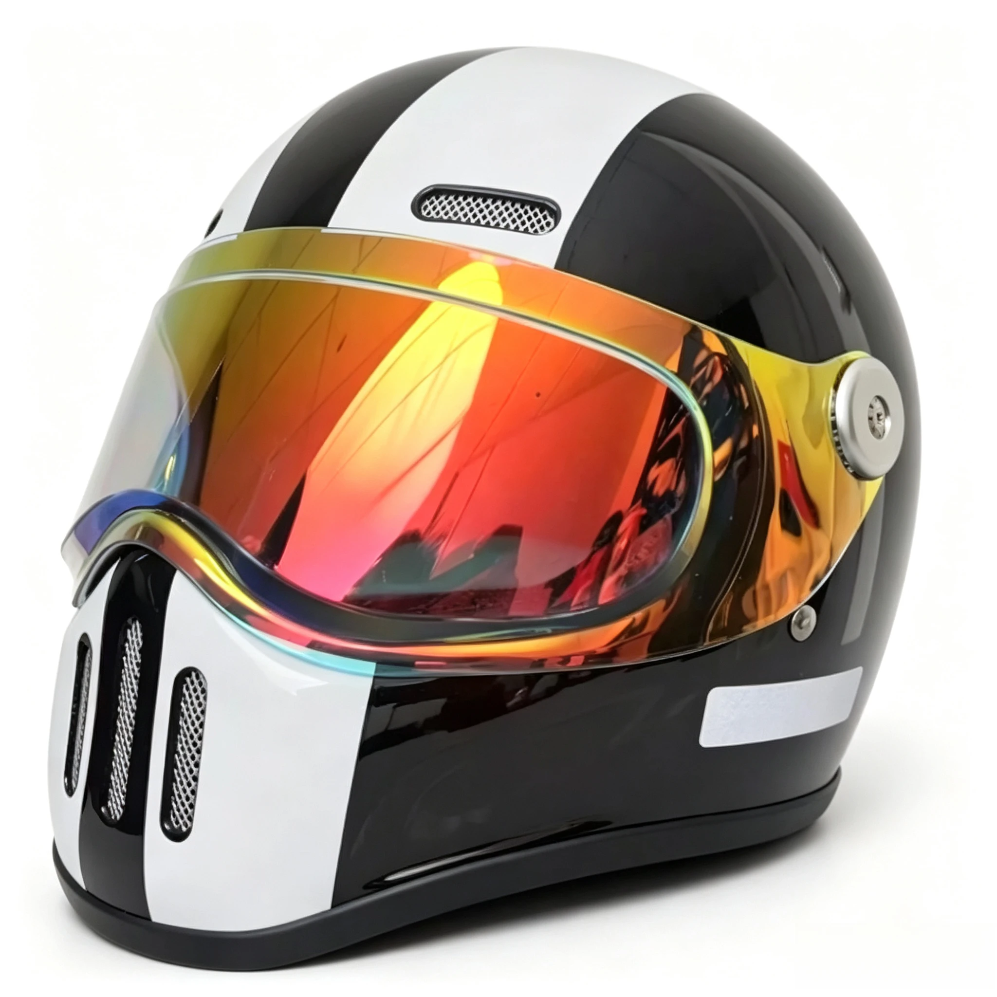 Classic Style Newest Full Face Carbon Fiber Helmet with Removable Face Shield Lenses Vintage Look Modern Safety