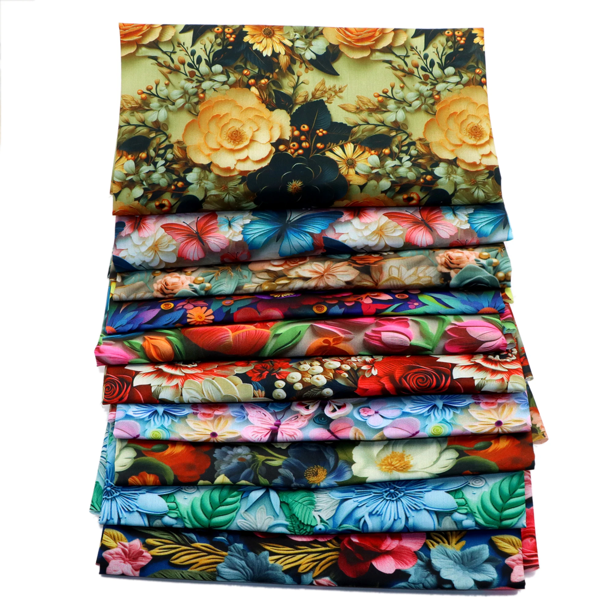 50*45cm l3D Floral Printed Patchwork Polyester Cotton Fabric DIY Tissue Sewing Quilting Fat Quarters Fabrics Needlework Material