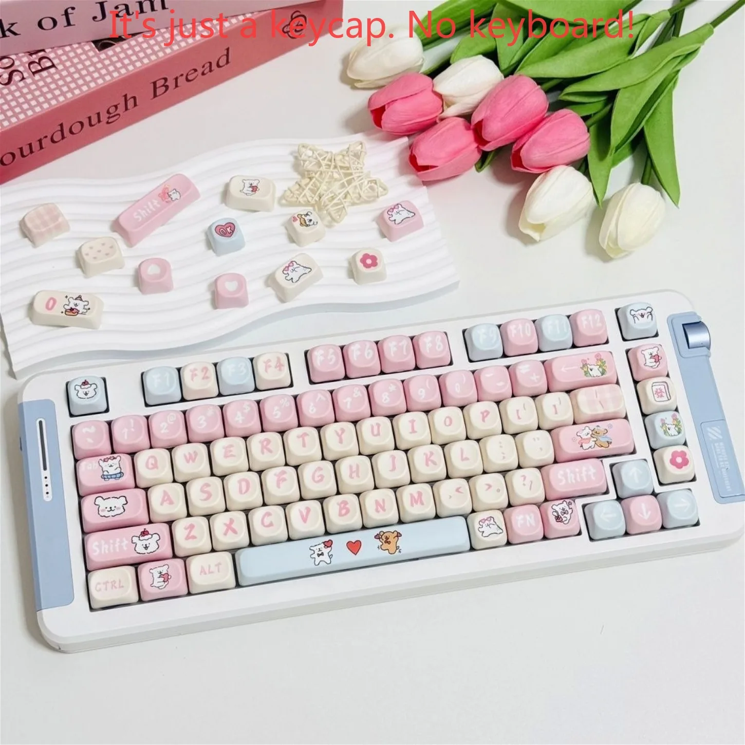 MOA Profile Cute Line Dog Pink Keycaps 127 Keys PBT for Cross Switch Magnetic Axis Mechanical Keyboard